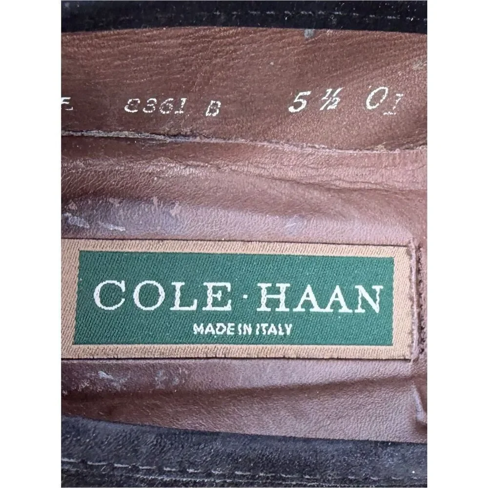 Cole Haan Tori Black Suede Penny Loafers/Flats Shoes 5.5 Classic Preppy